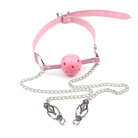 Bâillon BDSM avec pince Tétons - Bondage Bliss