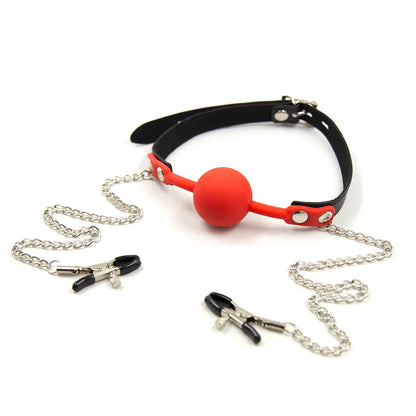 Bâillon Avec pince Tétons BDSM - TWINTAME