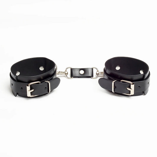 Menottes BDSM noir en cuir - SHADOWLOCK