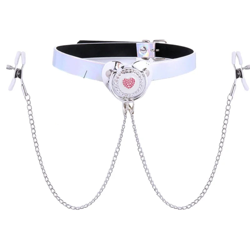 Bâillon avec Pince Tétons BDSM Tétine - NIPPLE BITE